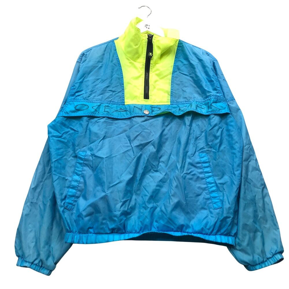 Vintage 80s OP Ocean Pacific 1/2 Zip Pullover Windbreaker Jacket Men M Blue
